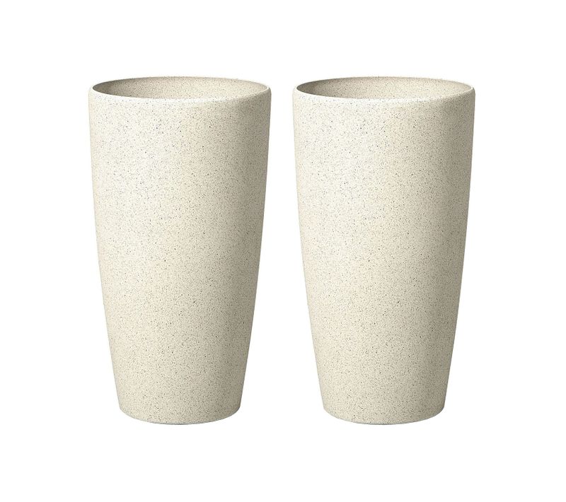Lot De 2 Cache-pots En Pierre Beige 31 X 31 X 58 Cm Abdera