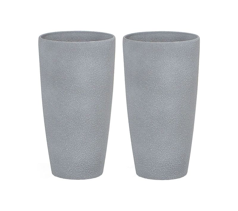 Lot De 2 Pots De Fleurs Abdera 23 Cm Gris