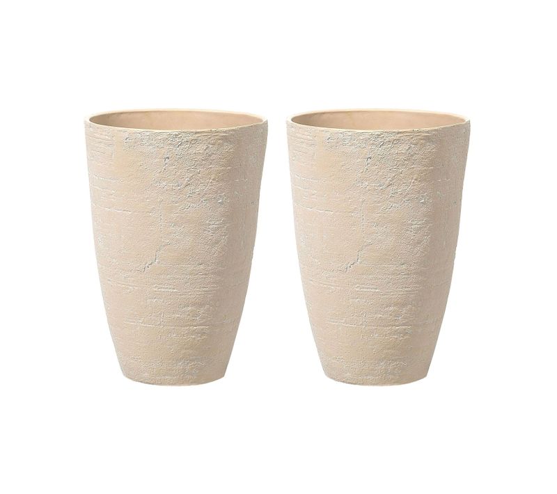 Lot De 2 Pots De Fleurs 43 X 43 X 60 Cm Beige Camia