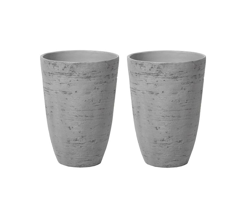 Lot De 2 Pots De Fleurs 35 X 35 X 50 Cm Gris Camia