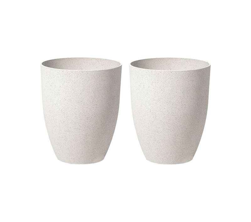Lot De 2 Cache-pots Blanc Cassé 35 X 35 Cm Croton