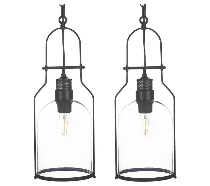 Lot De 2 Lampes à Suspension En Métal Noir Bashilo