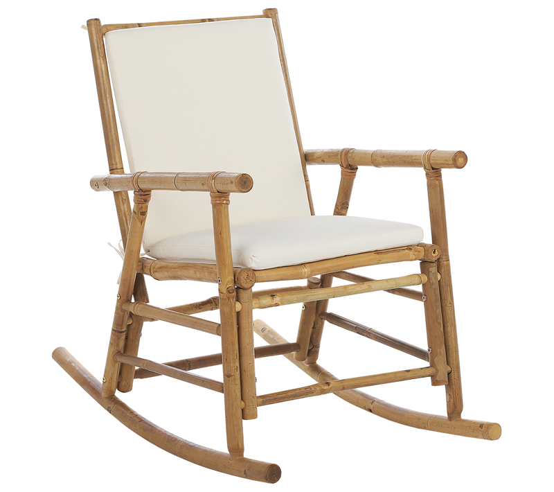 Chaise À Bascule En Bambou Clair Et Blanc Cassé Frigole