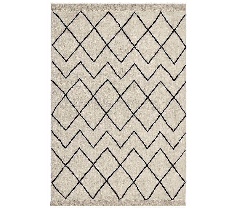 Tapis En Coton 160 X 230 Cm Beige Et Noir Eldes