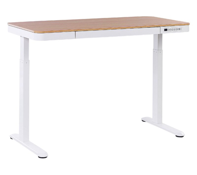 Bureau Réglable En Hauteur Électriquement Kenly Marron/blanc 120 Cm 60 Cm Avec Port USB