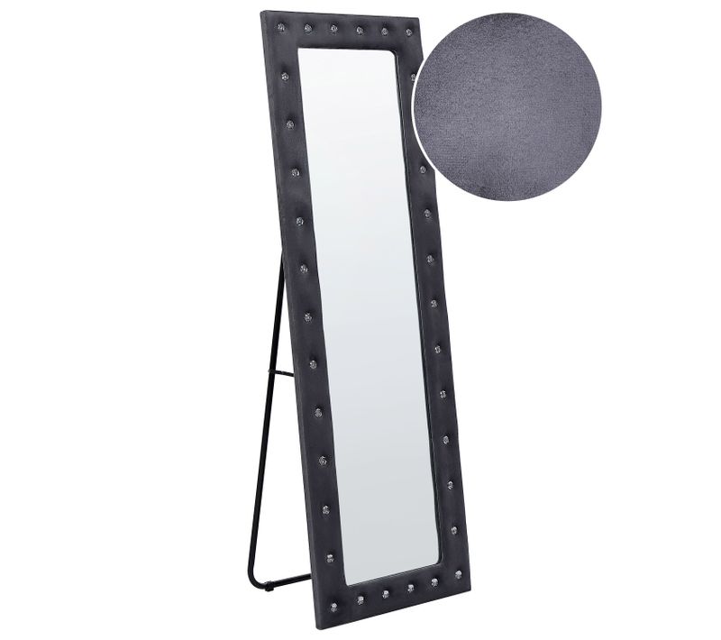 Miroir Sur Pied En Velours Gris Foncé 50 X 150 Cm Ansouis