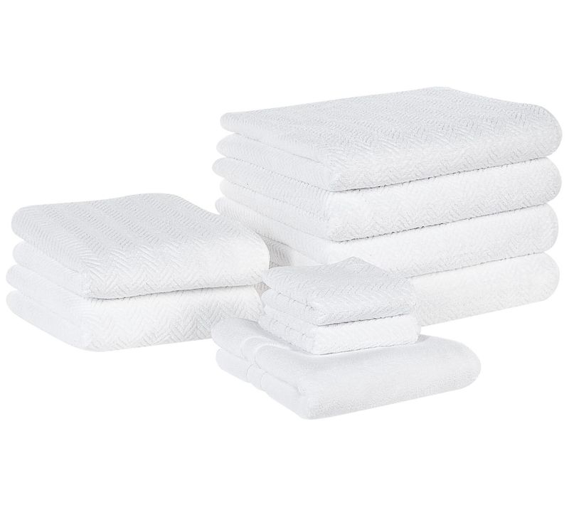 Lot De 9 Serviettes De Bain En Coton Blanc Mitiaro