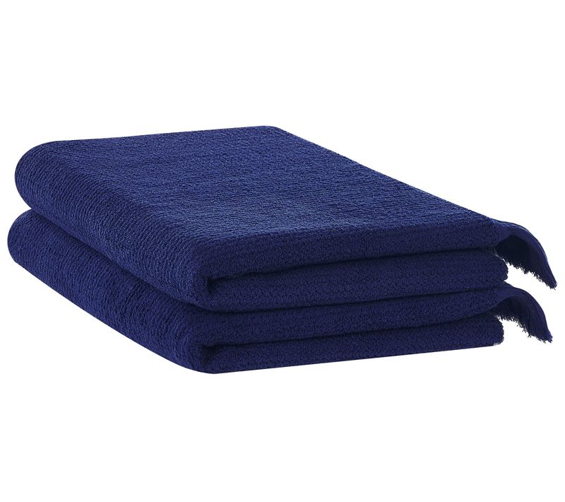 Lot De 2 Serviettes De Bain En Coton Bleu Marine Atiu