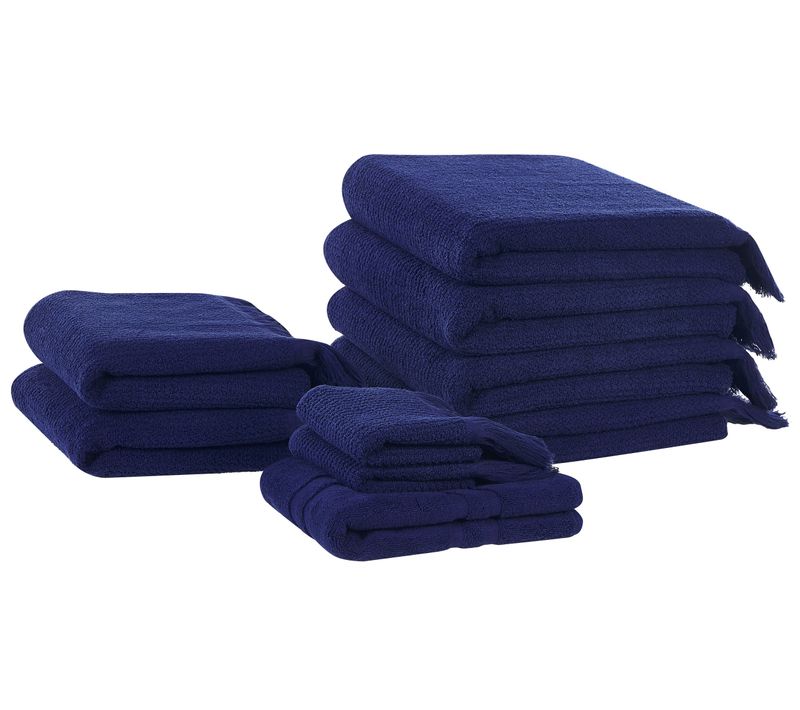 Lot De 9 Serviettes De Bain En Coton Bleu Marine Atiu