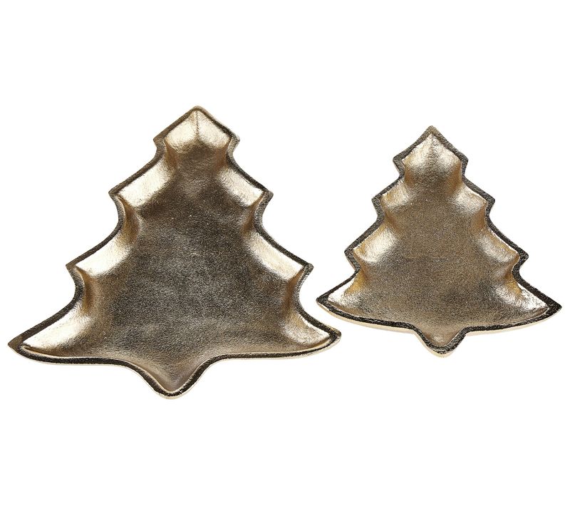 2 Plateaux En Forme De Sapin De Noël Dorés Durian