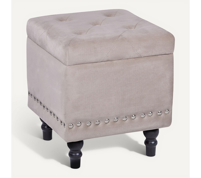 Pouf En Velours Saumon Avec Coffre Loretto