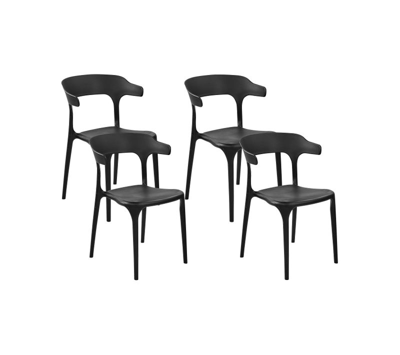 Chaise De Jardin Set De 4 Matière Synthétique Noir Gubbio