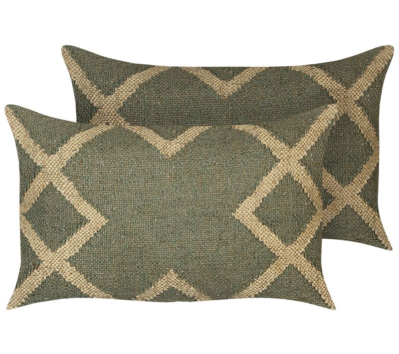 Lot De 2 Coussins Vert Gopi 30 X 50 Cm