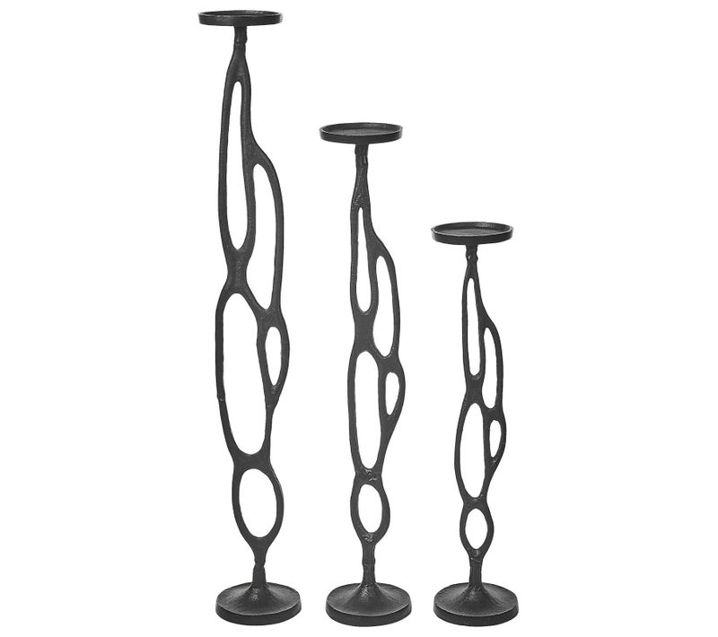 Lot De 3 Bougeoirs Noirs 54/68/84 Cm Buni
