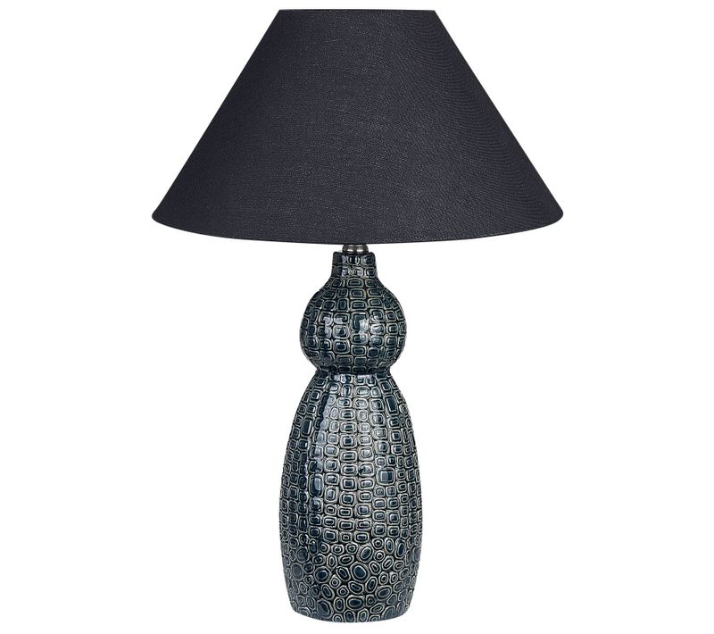 Lampe à Poser En Céramique Bleu Et Noir 60 Cm Matina