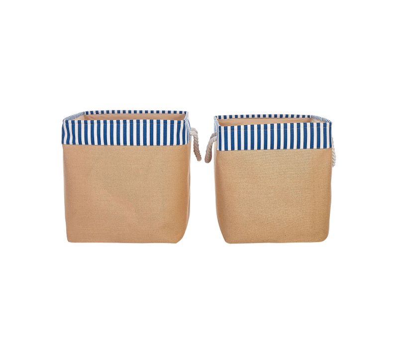 Lot De 2 Paniers En Tissu Polyester Beige Tugul