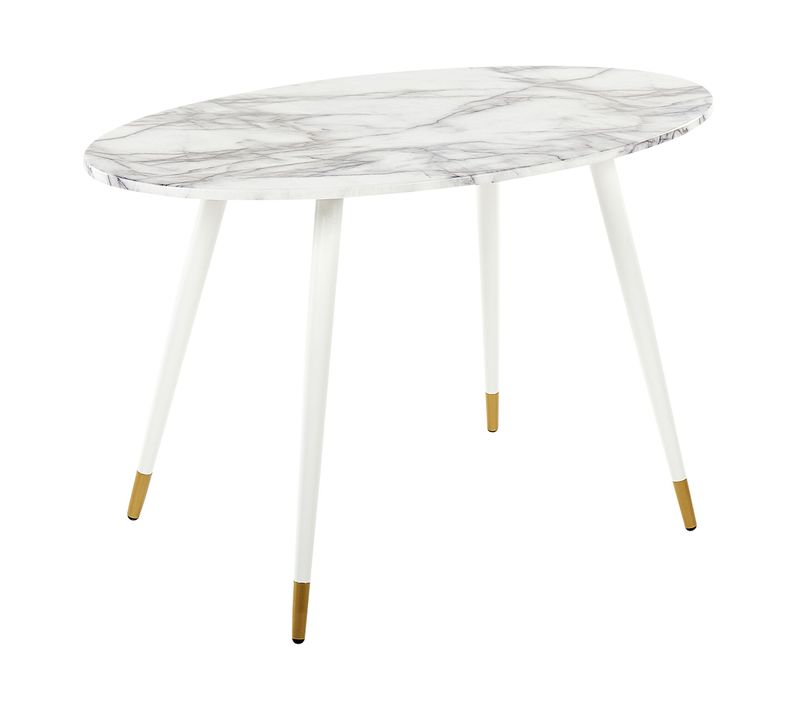 Table à Manger Effet Marbre Et Blanc 120 X 70 Cm Gutiere