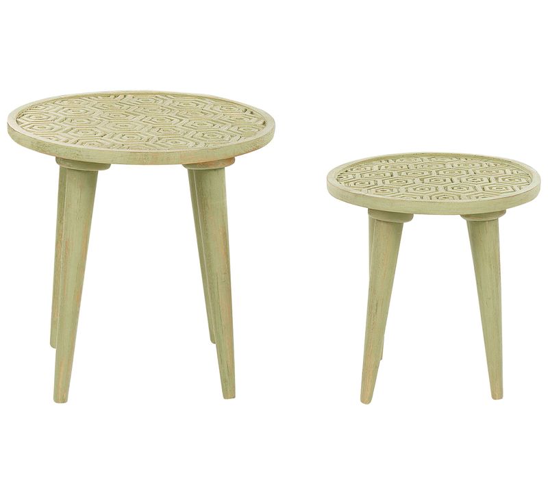 Lot De 2 Tables D'appoint En Bois De Manguier Vert Clair Maharo