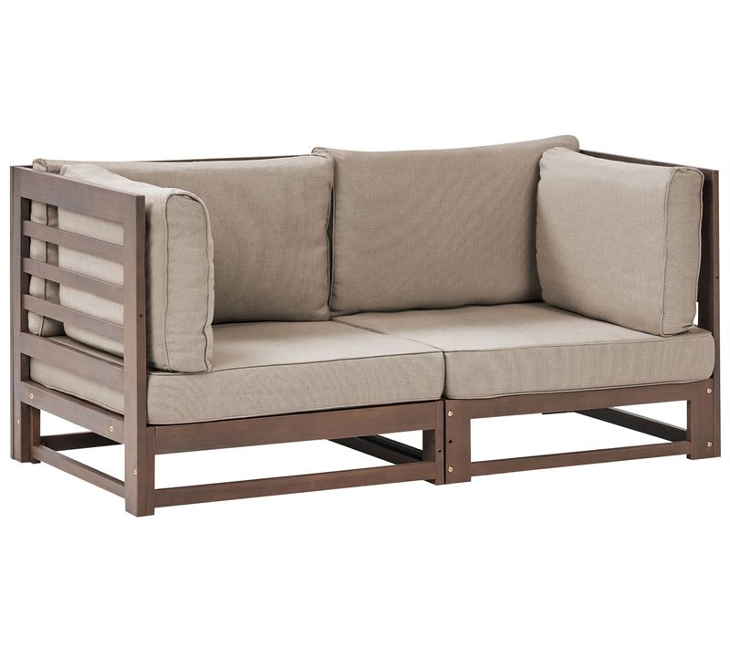 Canapé De Jardin 2 Places Trani Bois D'acacia Certifié Marron Foncé