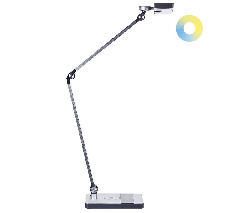 Lampe De Bureau LED Lacerta Avec Chargeur Sans Fil Métal Argenté