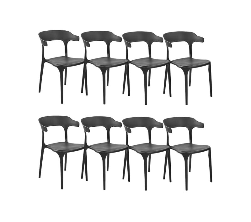 Chaise De Jardin Set De 8 Matière Synthétique Noir Gubbio