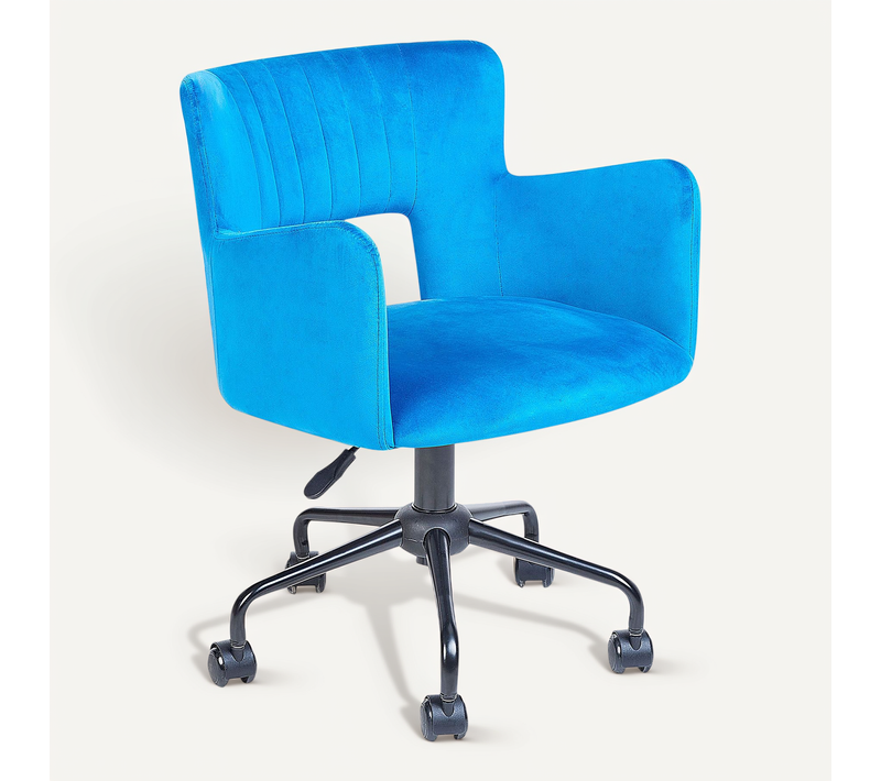 Chaise De Bureau Velours Bleu Sanilac