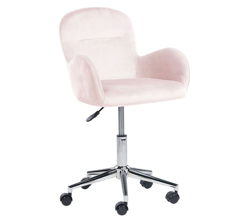 Chaise De Bureau Velours Rose Priddy