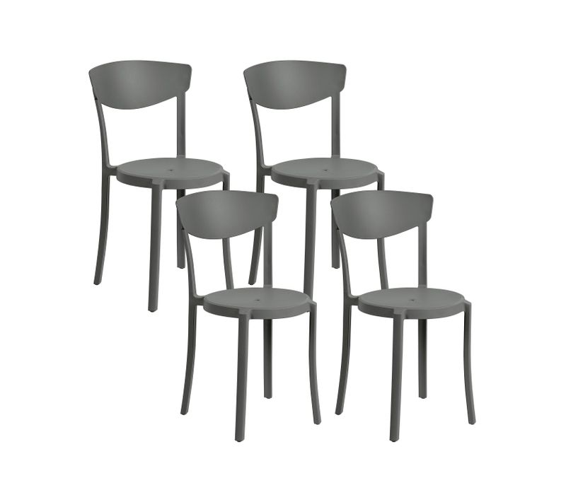 Chaise De Jardin Set De 4 Matière Synthétique Gris Foncé Vieste