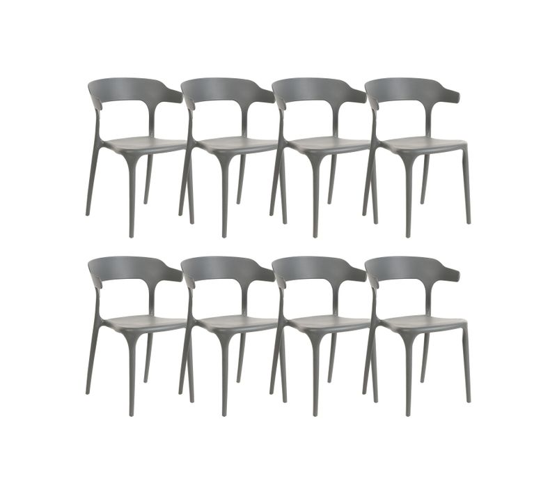 Chaise De Jardin Set De 8 Matière Synthétique Gris Gubbio