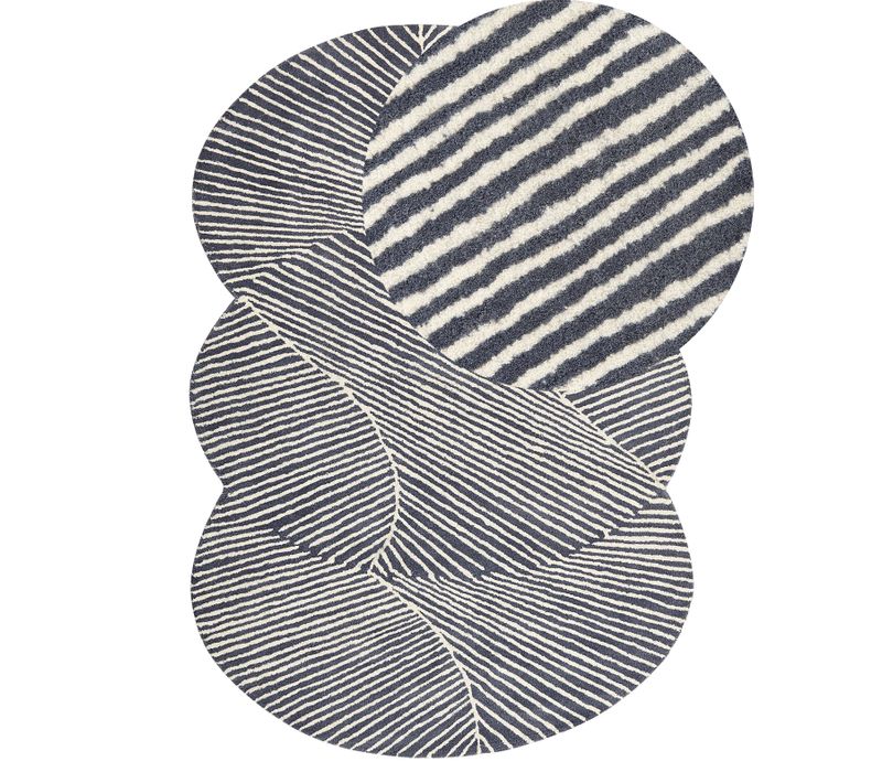 Tapis Ovale En Laine 140 X 200 Cm Blanc Et Gris Graphite Zabol