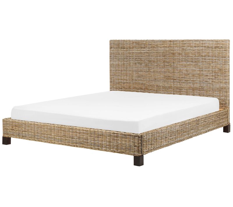 Lit Avec Sommier Rotin Salbris 180 X 200 Cm Naturel