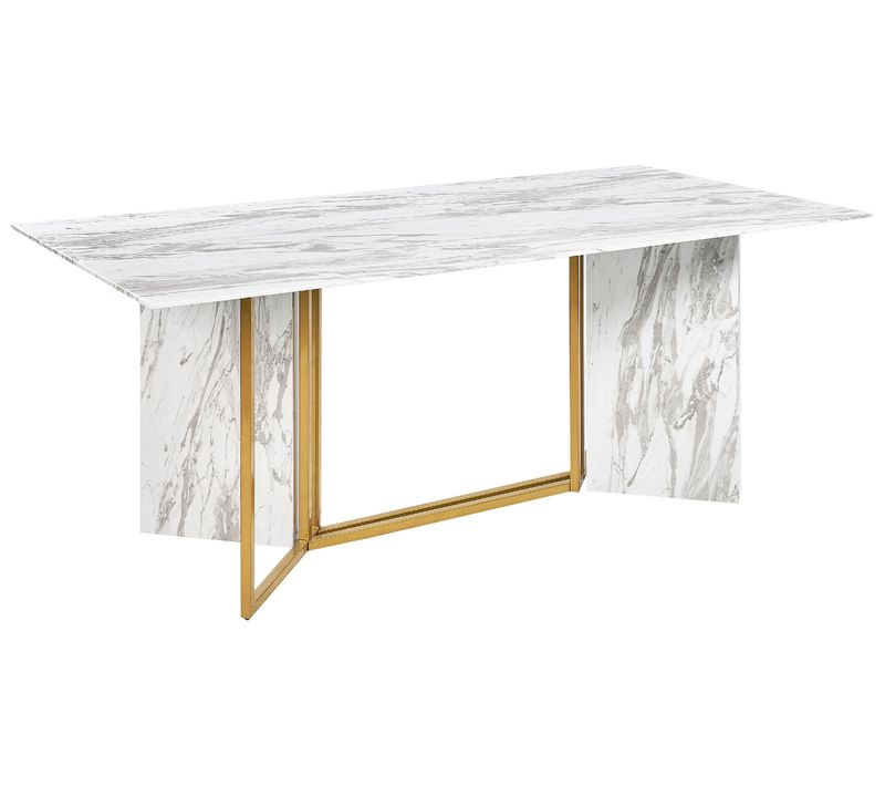 Table De Salle à Manger Effet Marbre Et Doré 100 X 200 Cm Calcio