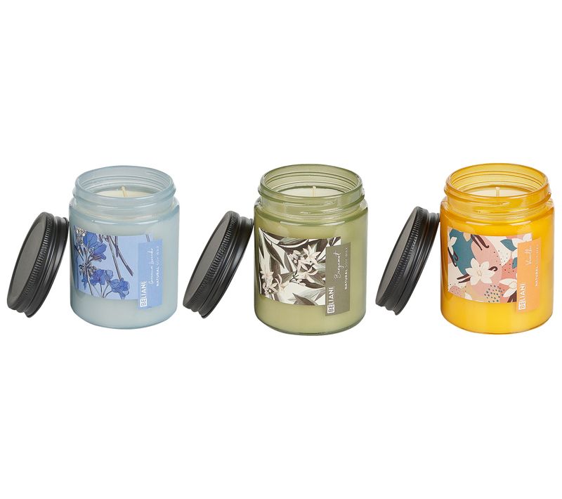 3 Bougies à La Cire De Soja Parfumées Bergamote/ Vanille/ Géranium Lavande Fruity Bloom