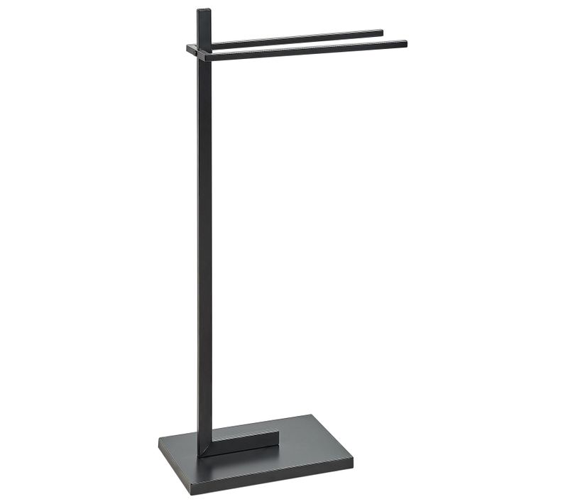 Porte-serviettes Sur Pied En Acier Noir 2 Barres 45 X 86 Cm Selva