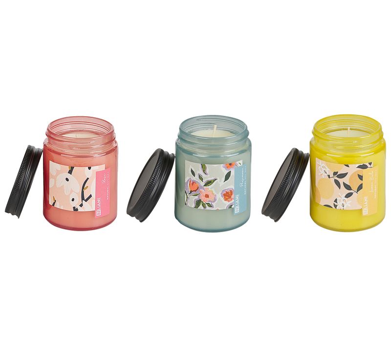 3 Bougies à La Cire De Soja Parfumées Rose/ Kaki/ Mélisse Fruity Bloom