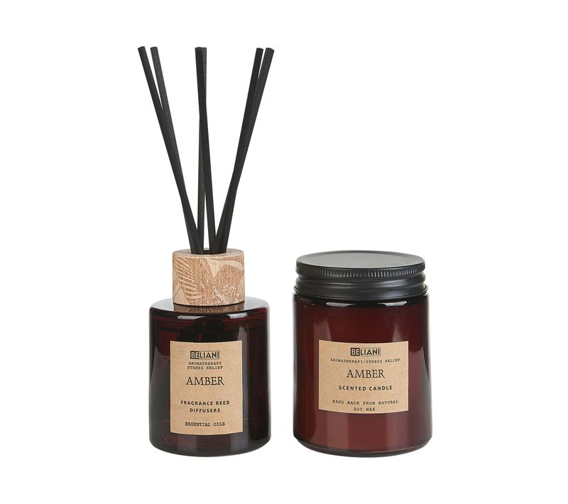 Bougie En Cire De Soja Et Diffuseur De Parfum Ambré Dark Elegance