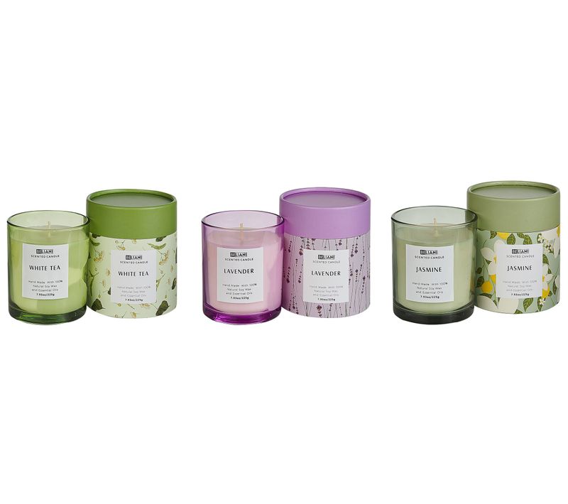 3 Bougies à La Cire De Soja Parfumées Thé Blanc/lavande/jasmin Colorful Barrel