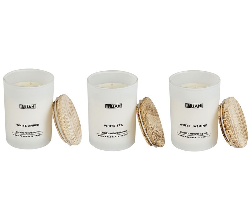 3 Bougies à La Cire De Soja Parfumées Ambre/ Thé Blanc/ Jasmin Blanc Simplicity