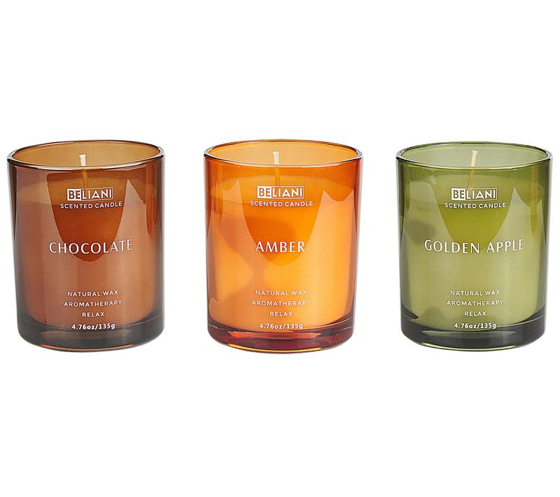3 Bougies à La Cire De Soja Parfumées Pomme Golden/ Chocolat/ Ambre Sheer Joy