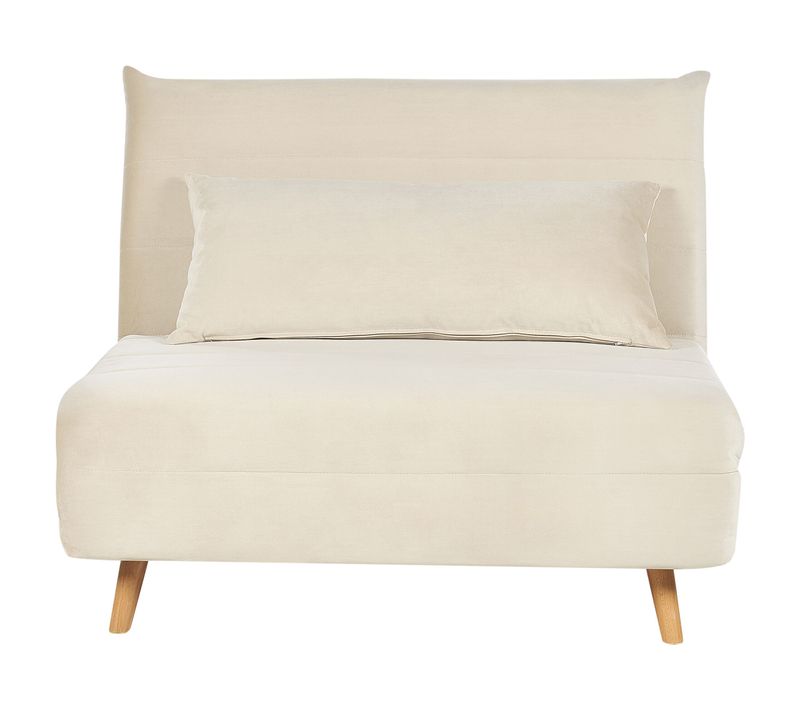 Canapé Convertible 1 Place En Velours Crème Setten