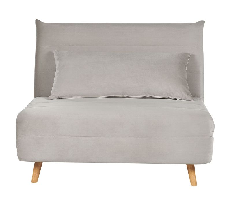 Canapé Convertible 1 Place En Velours Gris Clair Setten