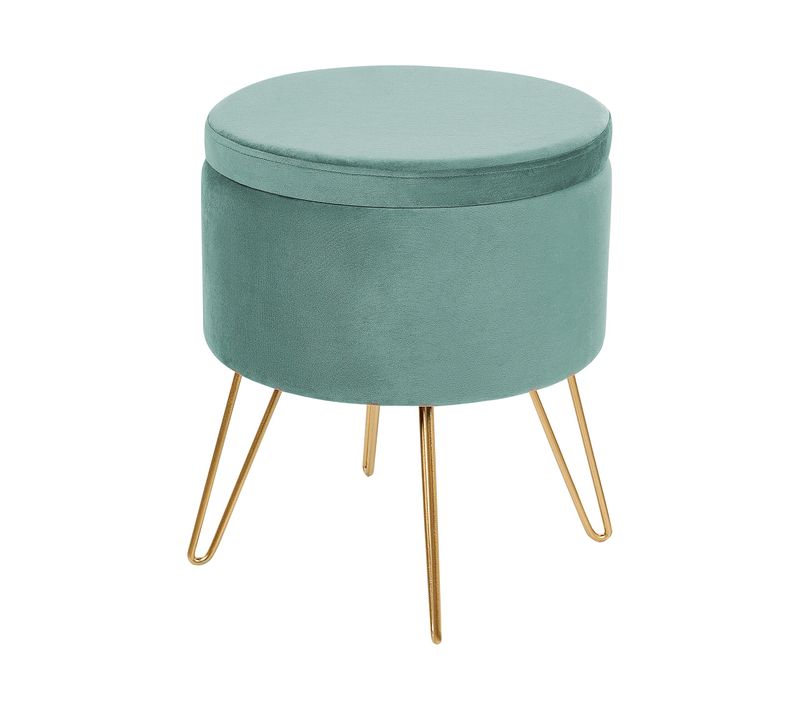 Pouf Coffre En Velours Vert Silas