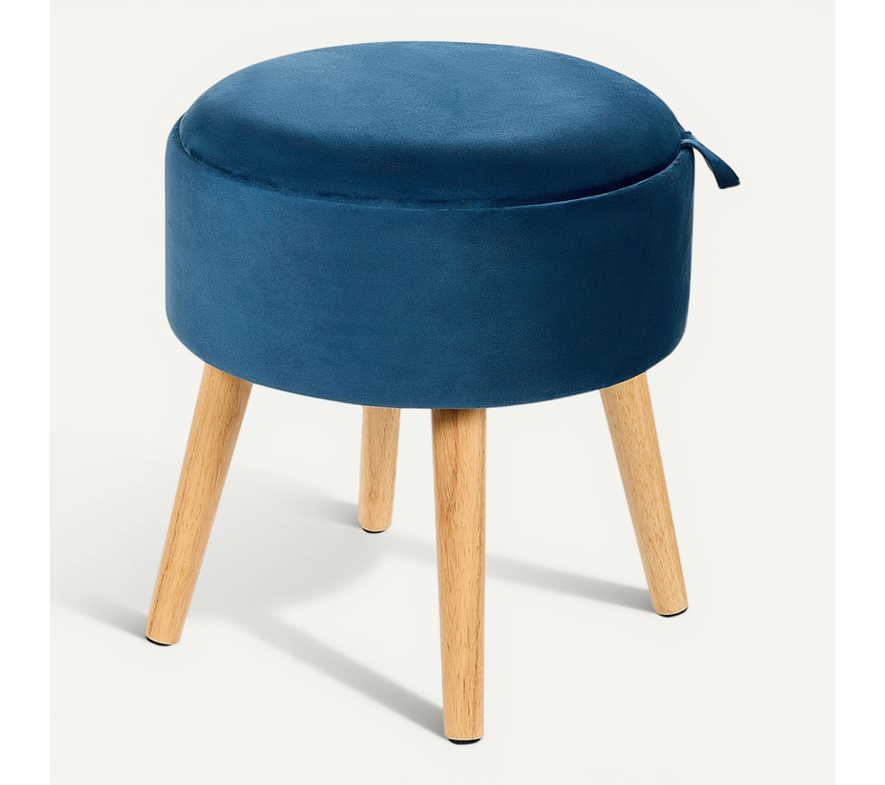 Tabouret à Coffre En Velours Bleu Neely