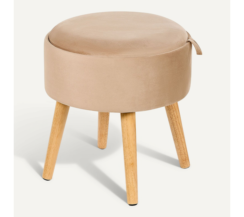 Tabouret à Coffre En Velours Beige Neely