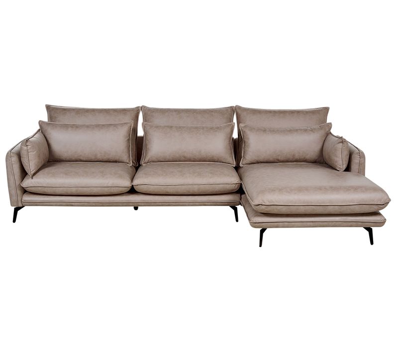 Canapé D'angle Côté Gauche En Cuir Pu Marron Clair Gallo