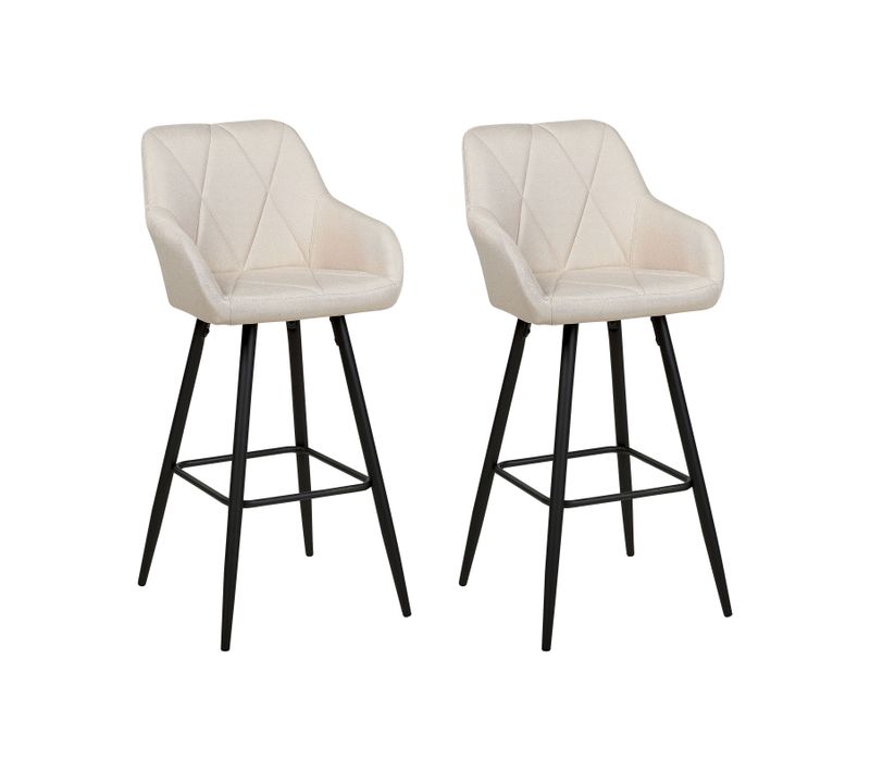 Tabouret De Bar Set De 2 Tissu Beige Clair Darien