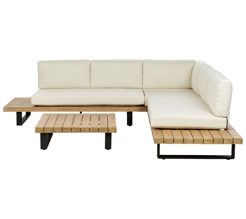 Set De Salon Bois D'acacia Certifié Fsc® Blanc Cassé Mykonos