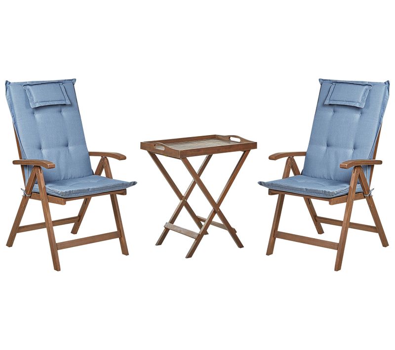 Ensemble Pour Bistro Avec Coussin Bois Bleu Amantea