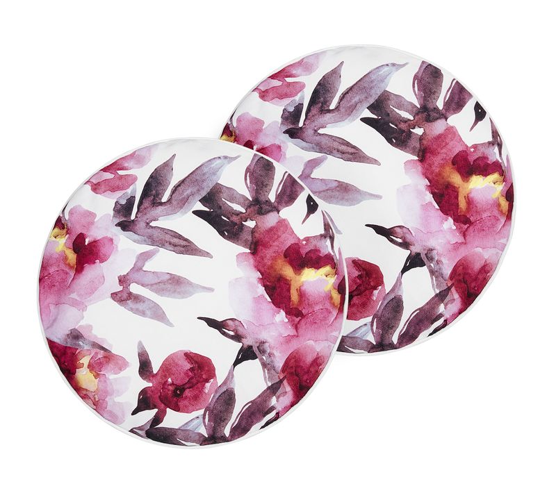 Lot De 2 Coussins De Jardin à Motif Floral Rose Et Blanc D 40 Cm Lanrosso