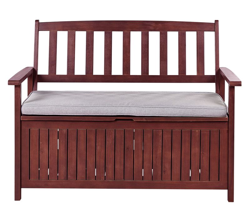 Banc d'extérieur avec gris coussin D'assise 120 Cm avec Rangement